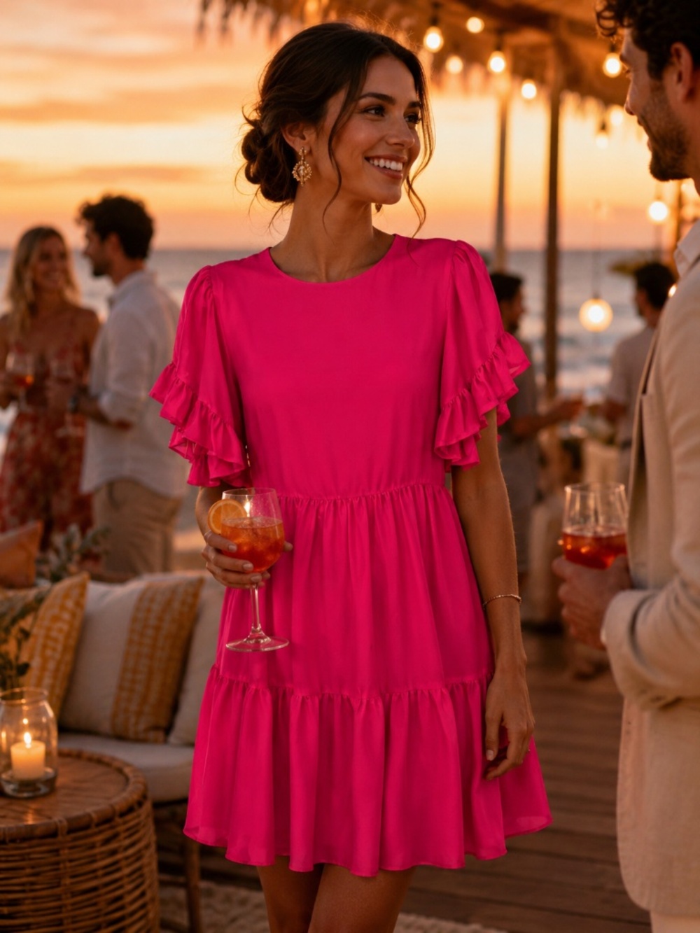 Sam Edelman Pink Ruffle Mini Dress